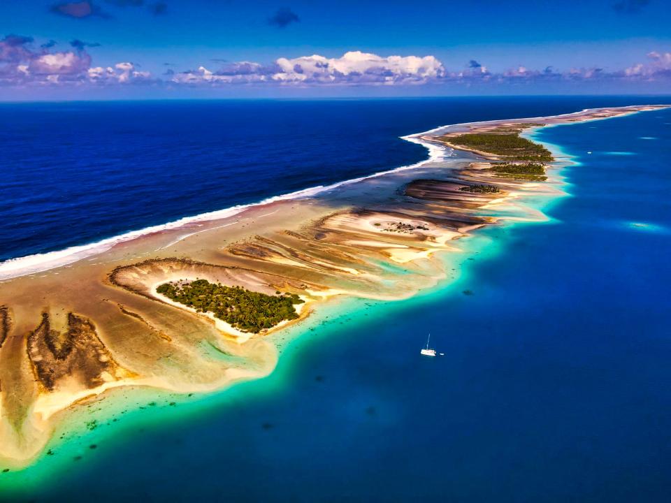 An aerial view of the ocean.