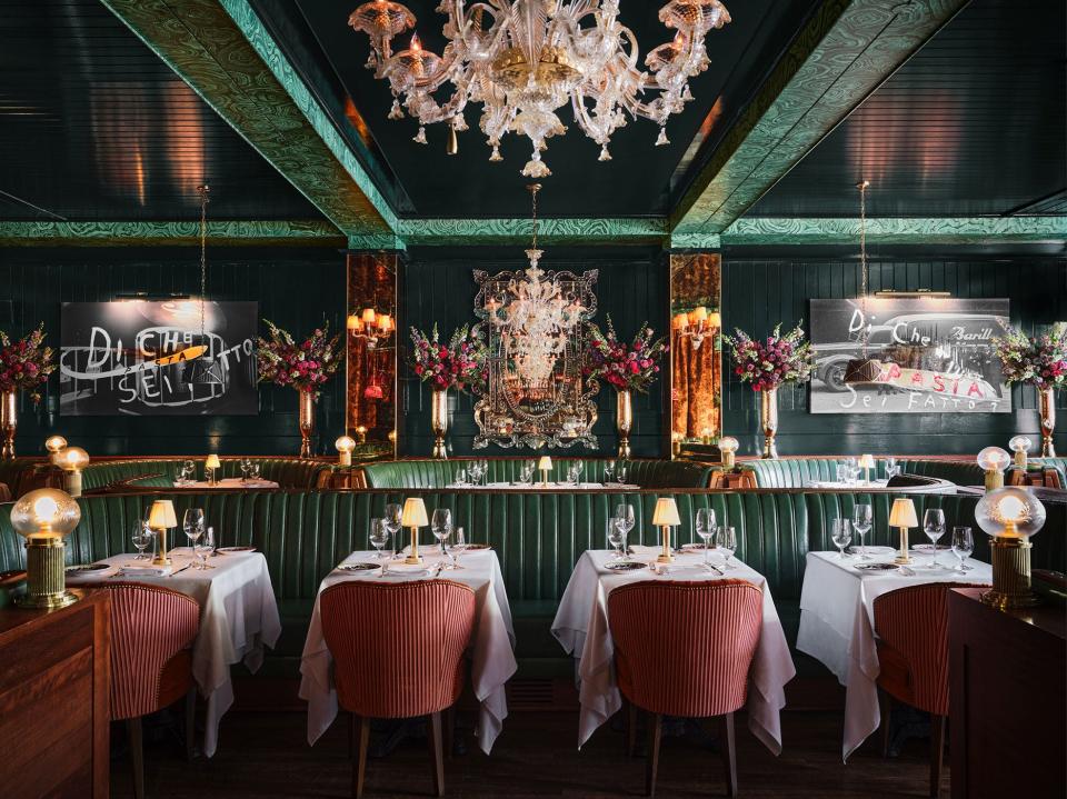 For the Carbone restaurant on Collins Avenue in Miami, Ken Fulk ‘wanted a certain unbridled sex appeal, a true la dolce vita. Maria Callas waking up in the arms of Frank Sinatra in a suite of the Gritti Palace. Opulent, glittering and an over-the-top pairing.’