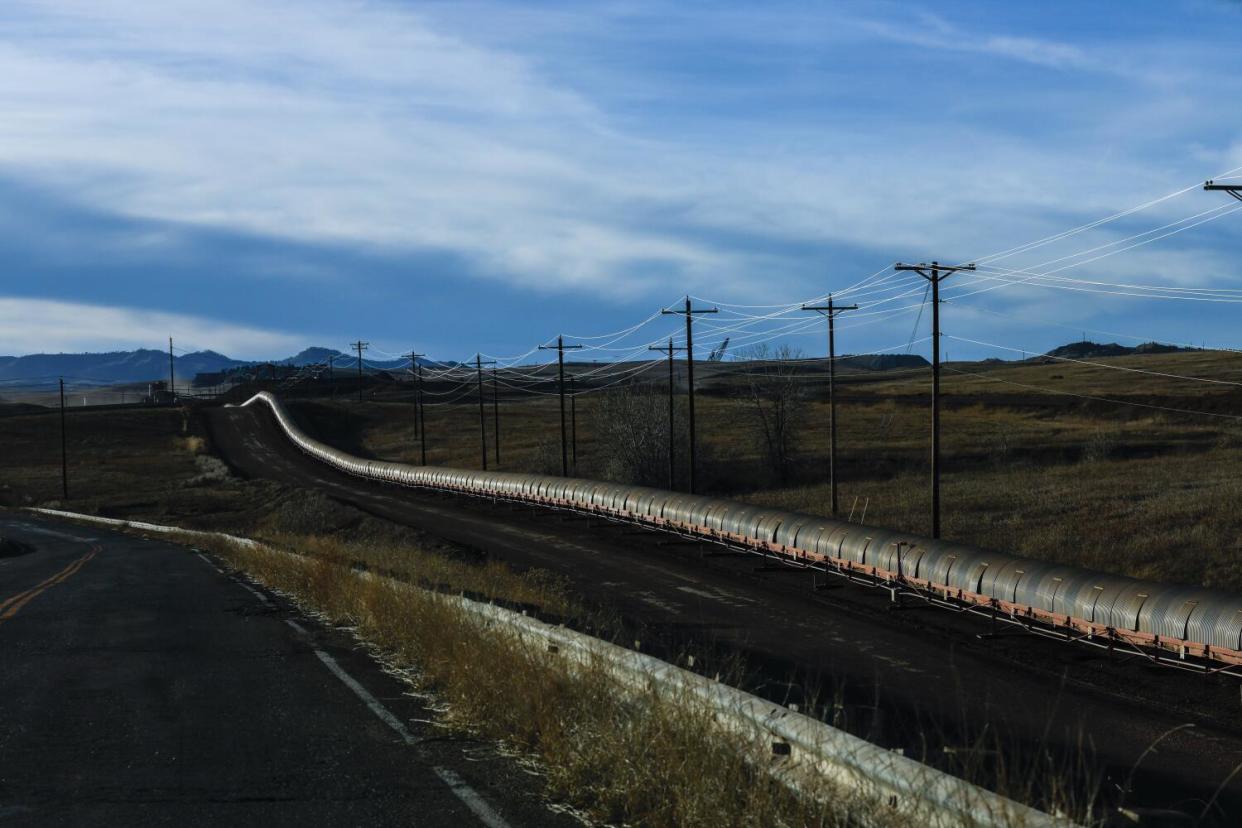 A conveyor belts carries coal from the Rosebud Mine to the Colstrip power plant.