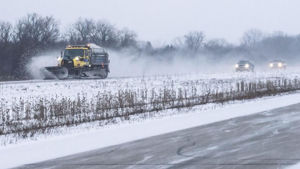 A County of Waukesha snow plow clears westbound Highway 16 in Pewaukee on Thursday afternoon, Dec. 22, 2022. A winter storm is expected to dump several inches of snow on the area followed by high winds and temperatures in the single digits.