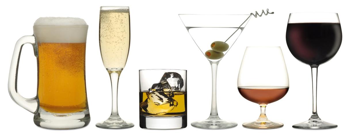 Researchers are working to tease apart how various alcohol types contribute to weight gain and disease risk. <a href="https://www.gettyimages.com/detail/photo/six-drinks-royalty-free-image/157333486?adppopup=true" rel="nofollow noopener" target="_blank" data-ylk="slk:pixhook/E+ via Getty Images;elm:context_link;itc:0;sec:content-canvas" class="link ">pixhook/E+ via Getty Images</a>