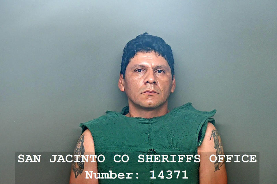 This photo provided by San Jacinto County Sheriff's Office shows Francisco Oropeza. Authorities say a woman identified as the wife of the Texas man suspected of killing five of his neighbors was arrested Wednesday, May 3, 2023 for hindering the four-day manhunt for the man, who's also in custody. (San Jacinto County Sheriff's Office via AP)