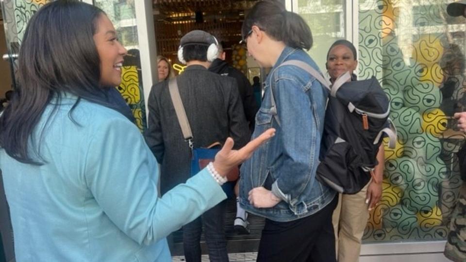 <div>Mayor London Breed welcomes visitors to Saluhall a new 2-story food hall and meeting place on Market Street next to Ikea</div>