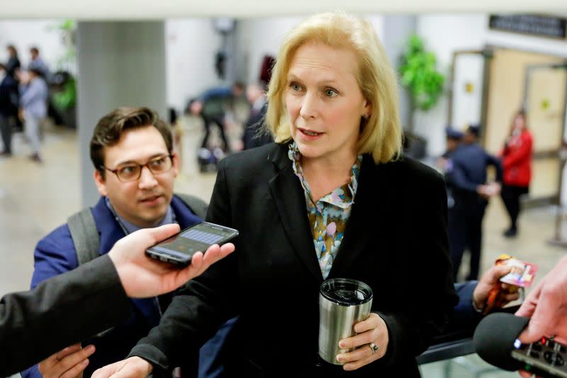 U.S. Sen. Kirsten Gillibrand arrives for resumption of Trump impeachment trial on Capitol Hill in Washington