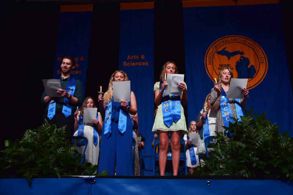 During the 2024 nurse pinning, the newly graduated cohort lit candles and recited the nurse's oath on May 3, 2024.