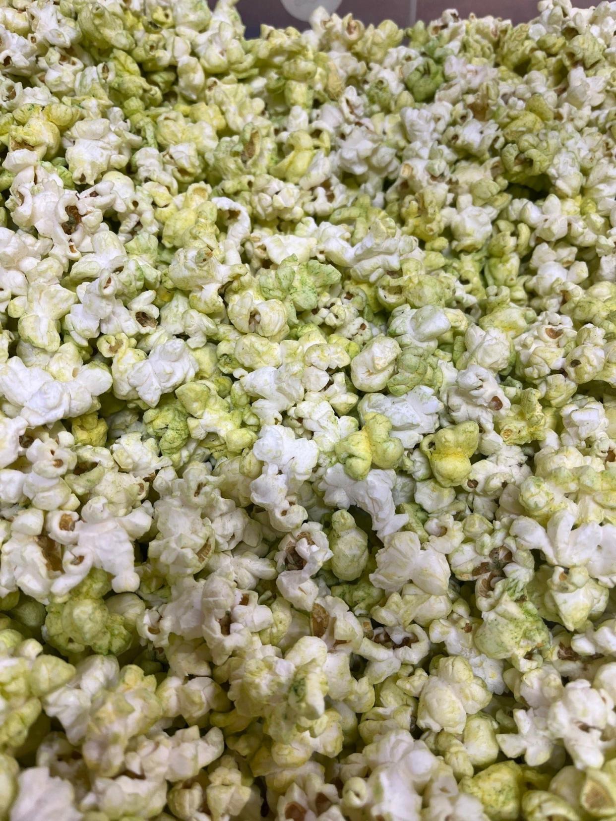 Dill pickle popcorn is the most popular flavor sold at Popcorn Paradise in Marine City, owner Jerry Salisbury said. He and his wife Kathy pop all the popcorn and flavor everything themselves.