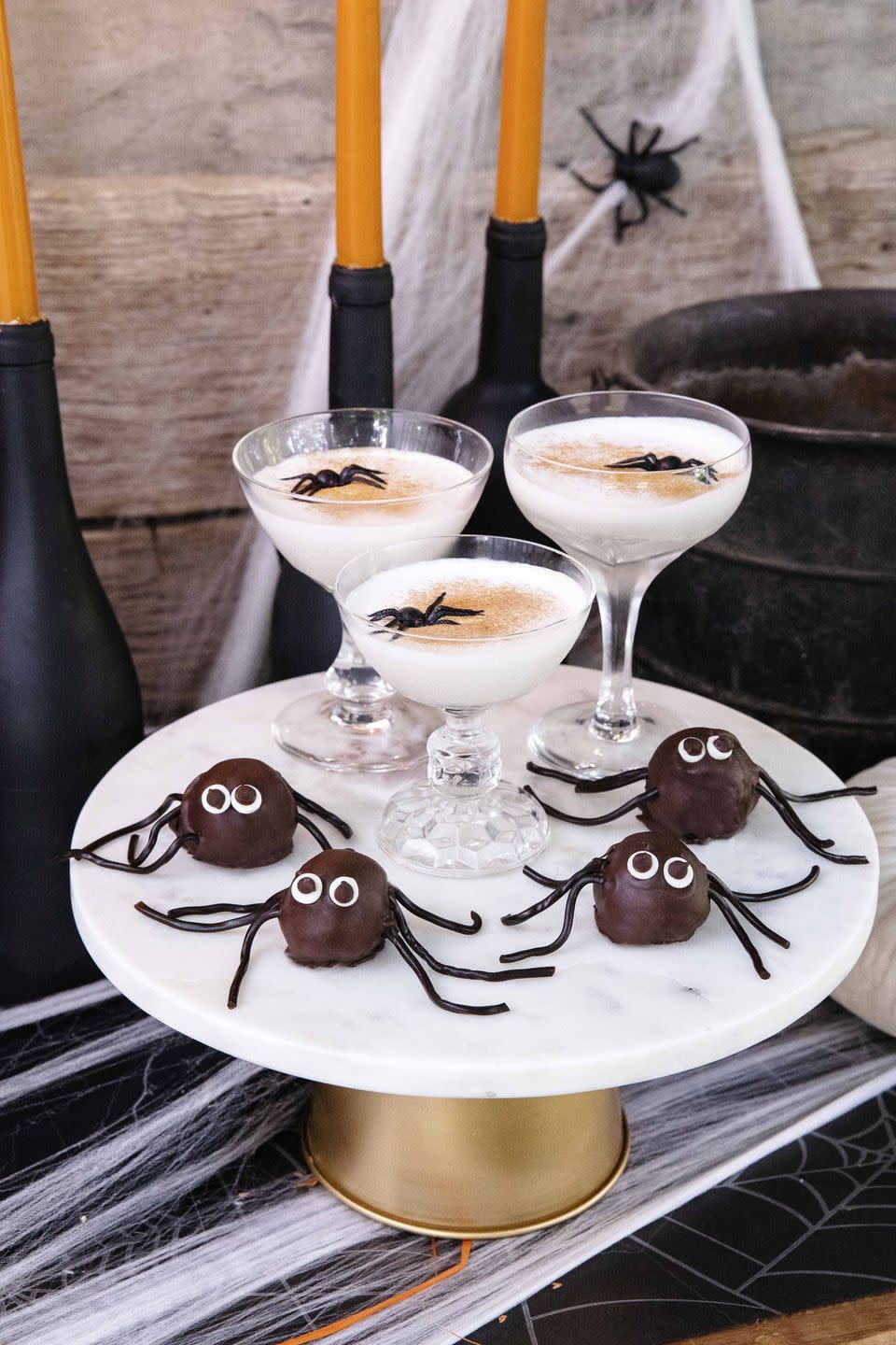 <p>These no-bake truffles are made with just three ingredients, plus eyeballs and licorice for decoration.</p><p><strong><a href="https://www.countryliving.com/food-drinks/a33943269/spider-cookie-truffles/" rel="nofollow noopener" target="_blank" data-ylk="slk:Get the recipe;elm:context_link;itc:0;sec:content-canvas" class="link ">Get the recipe</a>.</strong> </p>