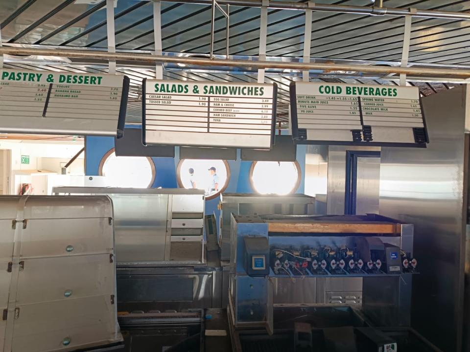 The snack bar from one of the boats seems to be untouched from the time they sailed in the Georgia Strait.