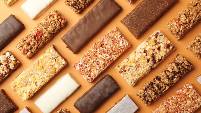 selection of protein bars