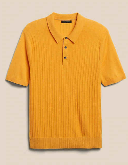 banana republic yellow sweater polo