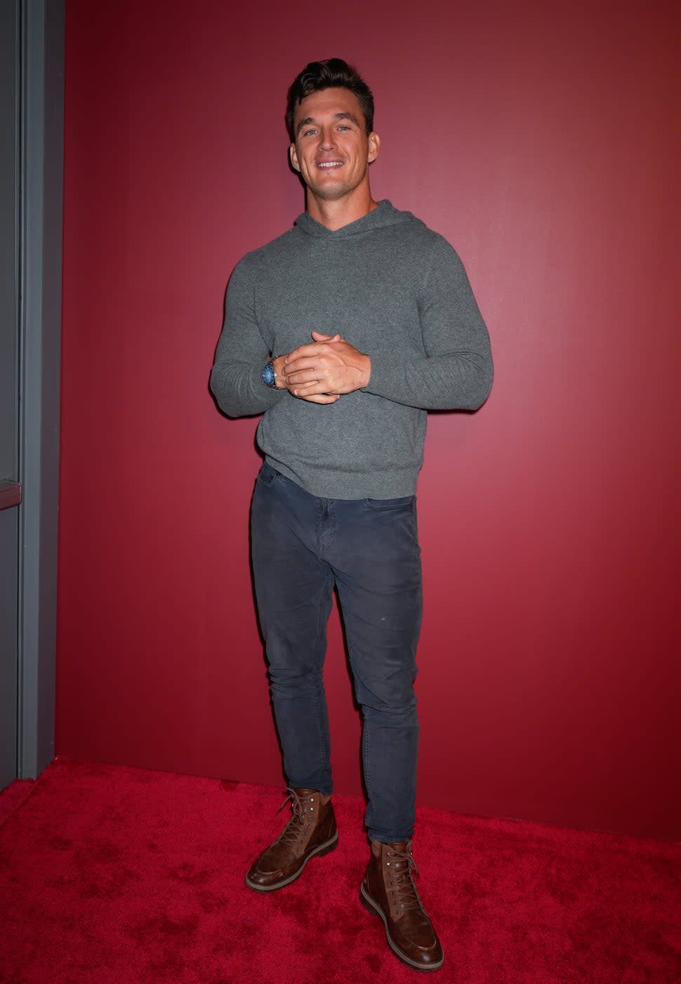 Tyler Cameron is seen at Planet Omega launch event on November 09, 2023 in New York City.