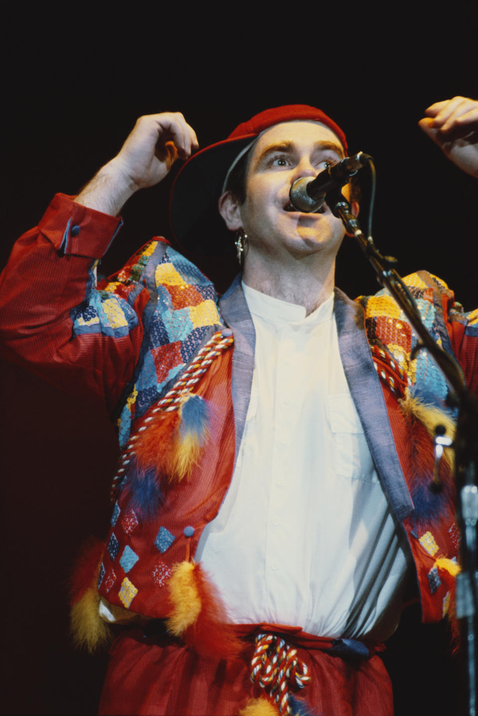 The performer in concert at the Hammersmith Odeon in London, December 1982.