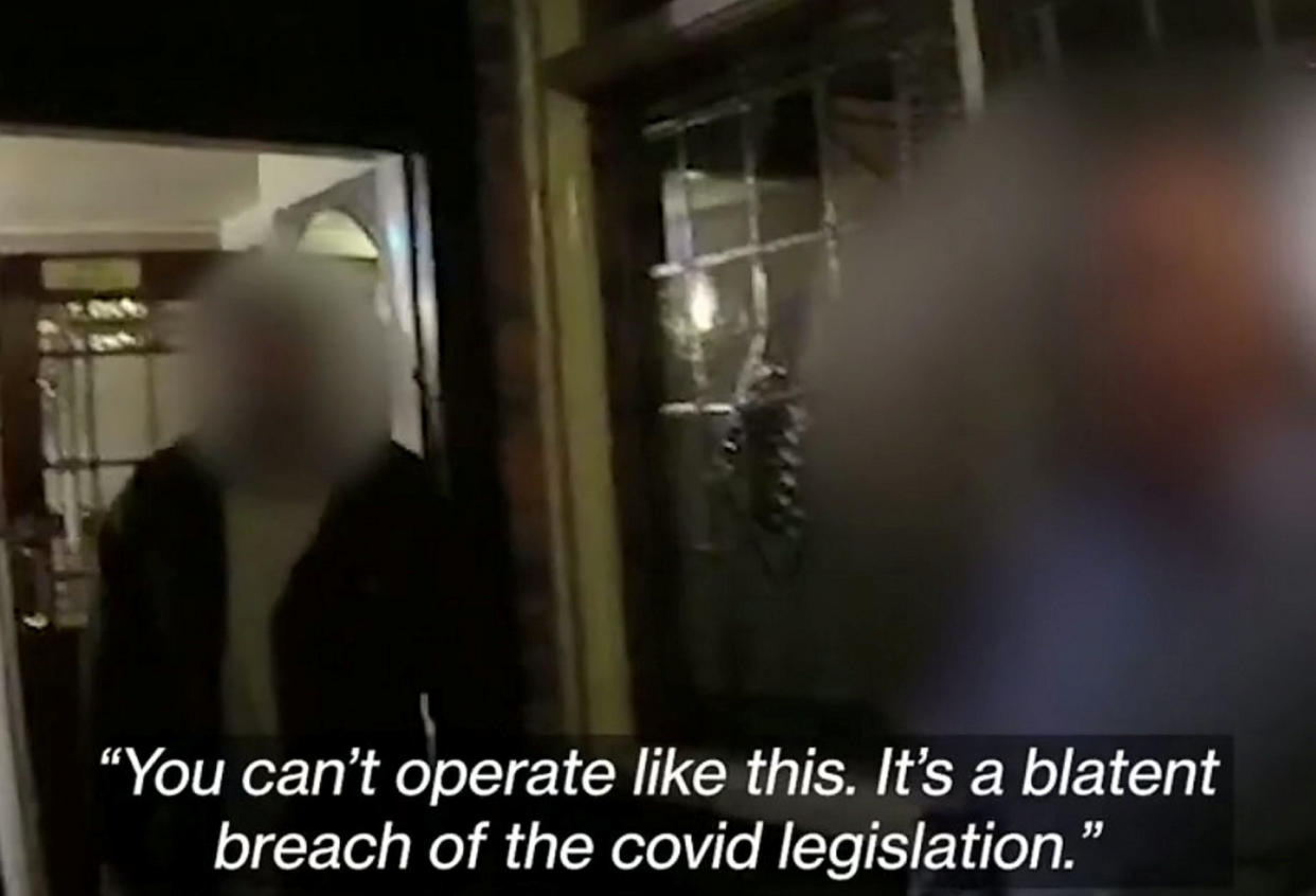 Footage captured by officers showed the moment they confronted the pub's landlord. (SWNS)