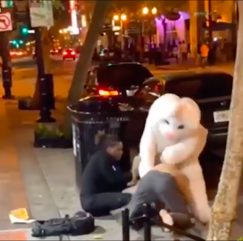 Antoine Edwards, now notorious as the Easter Bunny brawler, was just trying to break up a fight between a man and woman outside the SAK Comedy Lab in Orlando, Fla. (Photo: Courtesy of Instagram/Workfth)