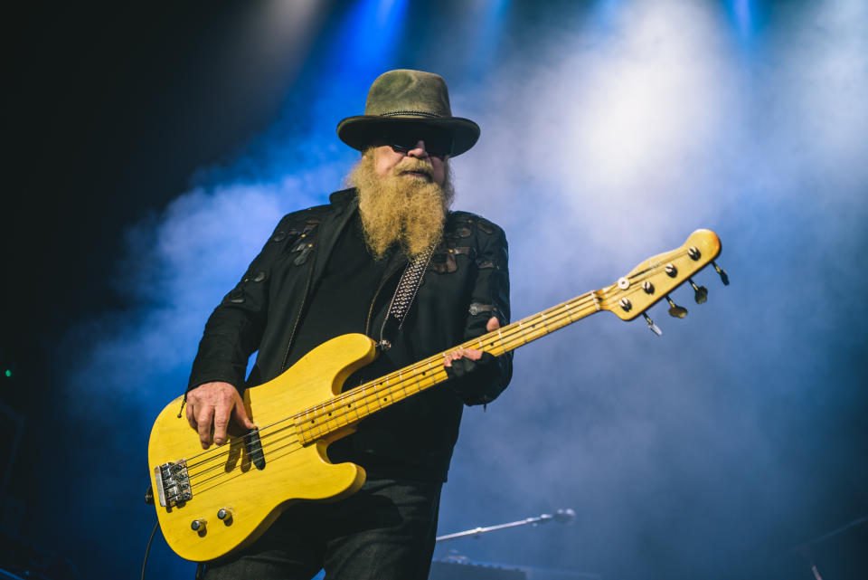 Dusty Hill of ZZ Top performs at O2 Academy Glasgow on July 26, 2017 in Glasgow, Scotland