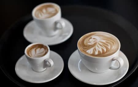 Latte art is displayed during the finals of the German Barista Championships in Hamburg April 17, 2011. REUTERS/Morris Mac Matzen/Files