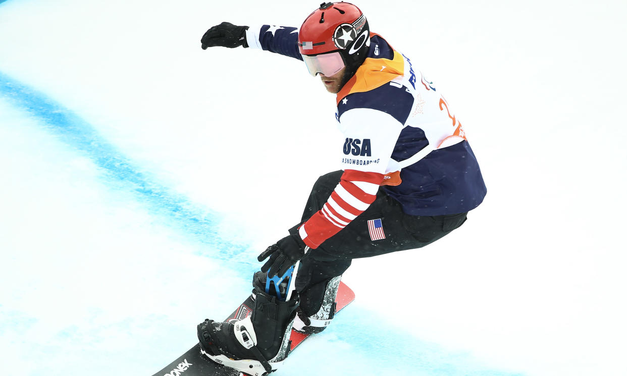 Mike Schultz competes in the men's banked slalom at the 2018 Paralympic Games in Pyeongchang.
 (Getty Images)