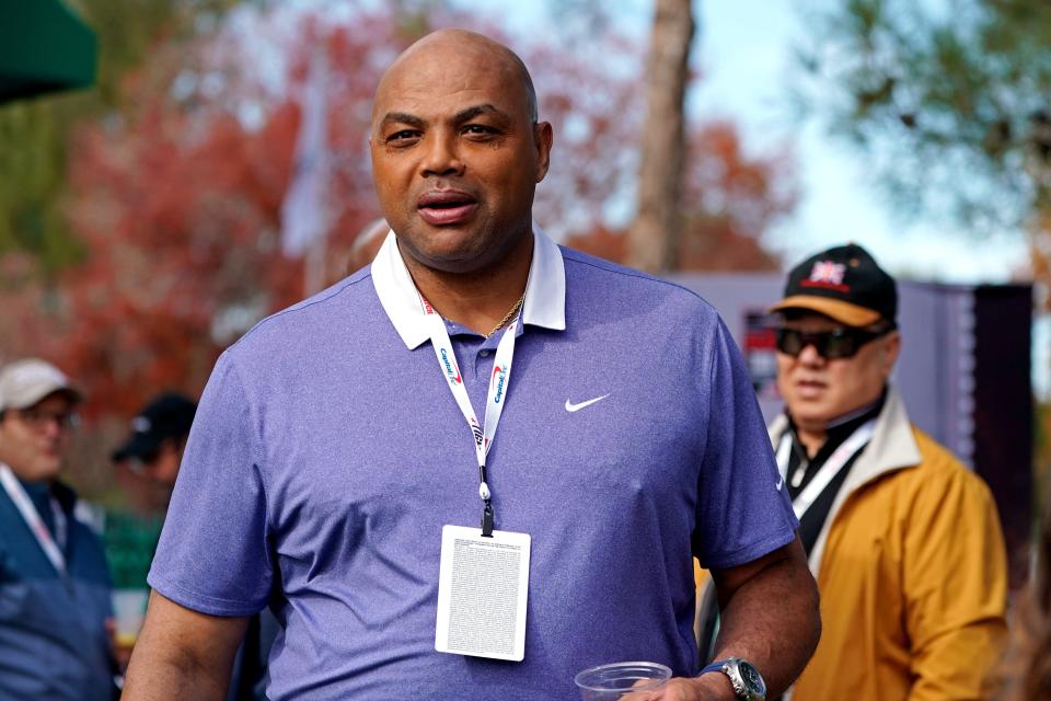 Charles Barkley before The Match: Tiger vs Phil golf match in 2018 at Shadow Creek Golf Course.