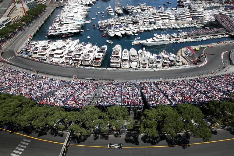 Mercedes AMG Petronas F1 Team's German driver Nico Rosberg drives at the Monaco street circuit in Monte-Carlo on May 24, 2015, during the Monaco Formula One Grand Prix