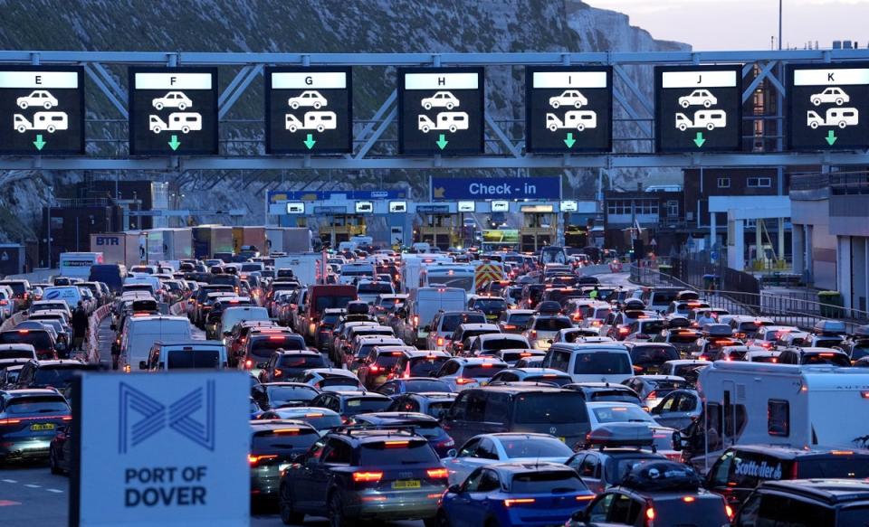 Passengers queue for ferries at the Port of Dover in Kent (Gareth Fuller/PA Wire)