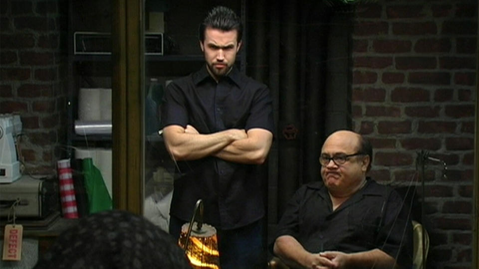 Mac and Frank in sweatshop in It's Always Sunny In Philadelphia