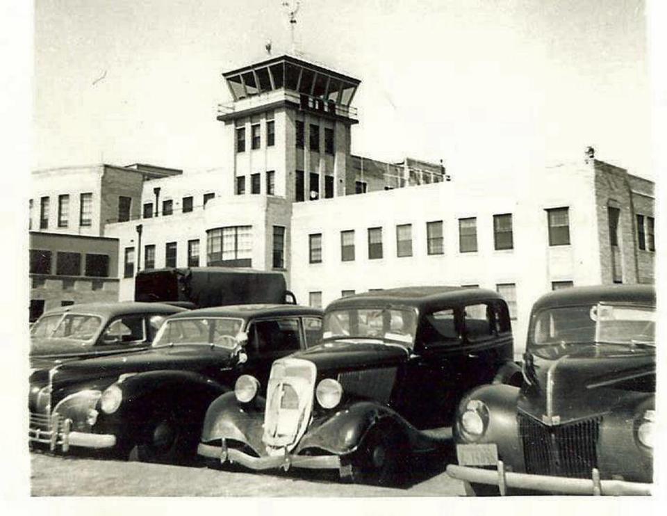 This 1945 photograph shows the control tower at what used to be Wichita’s airport and today is the Kansas Aviation Museum.