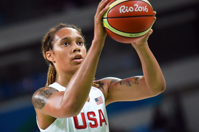 <p> ANDREJ ISAKOVIC/AFP via Getty</p> Brittney Griner.