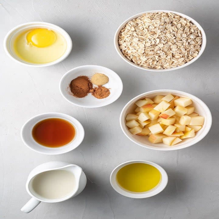 Ingredients for baked apple oatmeal.