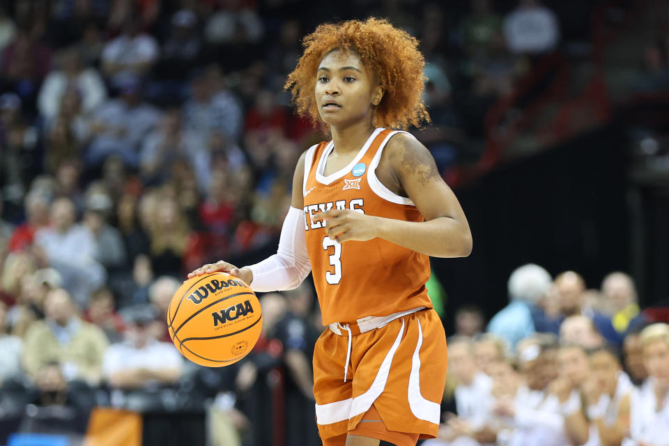 Rori Harmon was injured Sunday, and Texas could be in trouble without its star point guard. (Abbie Parr/Getty Images)