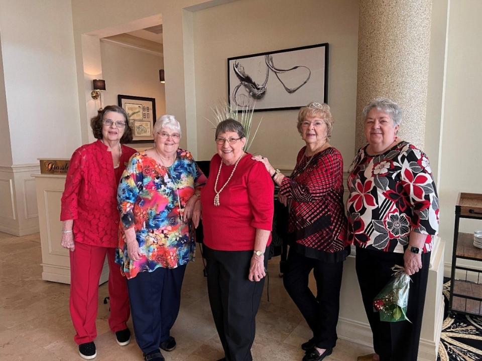 Lakeland Beta Sigma Phi City Council officers are Vice President Elizabeth Paugh of Gamma Eta Master, President Susan Bellomy of Gamma Tau Master, Corresponding Secretary Phyllis Carver of Torchbearer Alpha, Treasurer Nancy Cyphert of Xi Gamma Rho and Recording Secretary Nancy Sullivan of Gamma Tau Master, left to right.