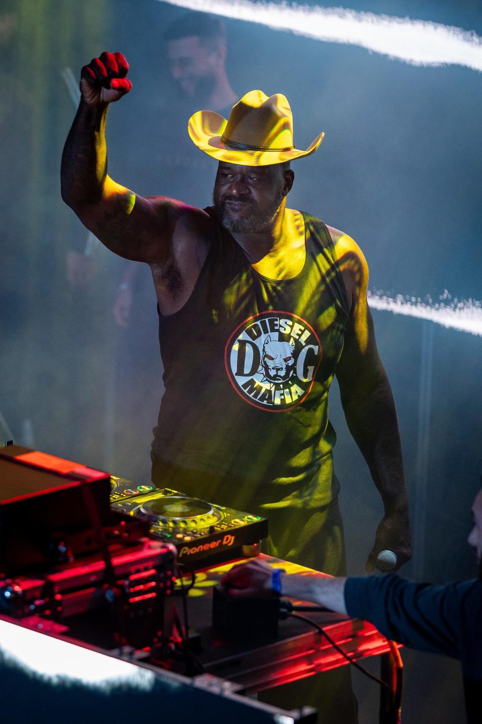 Shaquille O'Neal, also known as DJ Diesel, performs during his Shaq’s Bass All-Stars show at Skydeck on Broadway in Nashville, Tenn., Friday, March 29, 2024.