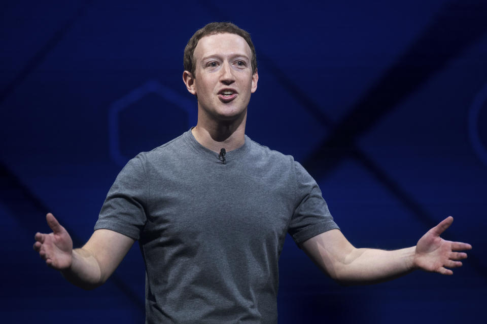 Facebook CEO Mark Zuckerberg speaks at his company’s annual F8 developer conference in San Jose, Calif., on April 18. (Photo: Noah Berger/AP)