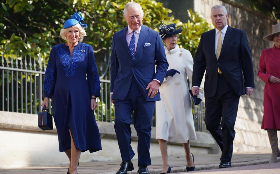 King Charles and Camilla, the Queen Consort, dressed in uplifting shades of blue on Easter Sunday - Getty