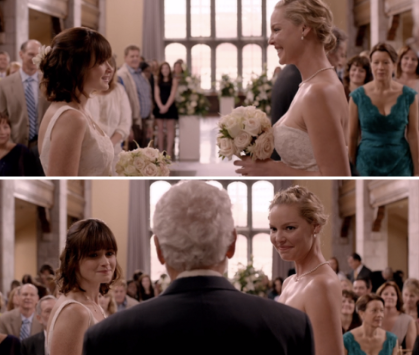 Jenny and Kitty at the altar getting married