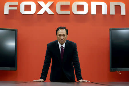 FILE PHOTO - Terry Gou, founder and chairman of Foxconn reacts during an interview with Reuters in New Taipei City, Taiwan June 12, 2017. REUTERS/Eason Lam/File Photo