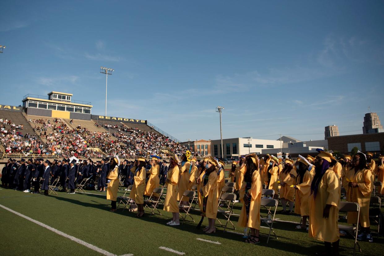 Scenes from Battle Creek Central's commencement ceremony on Friday, June 4, 2021 at C.W. Post Stadium in Battle Creek, Mich.