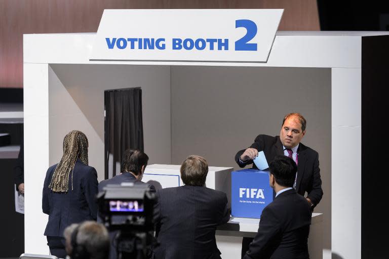 A delegate from the Canadian FA casts his ballot during the vote to decide on the FIFA presidency in Zurich