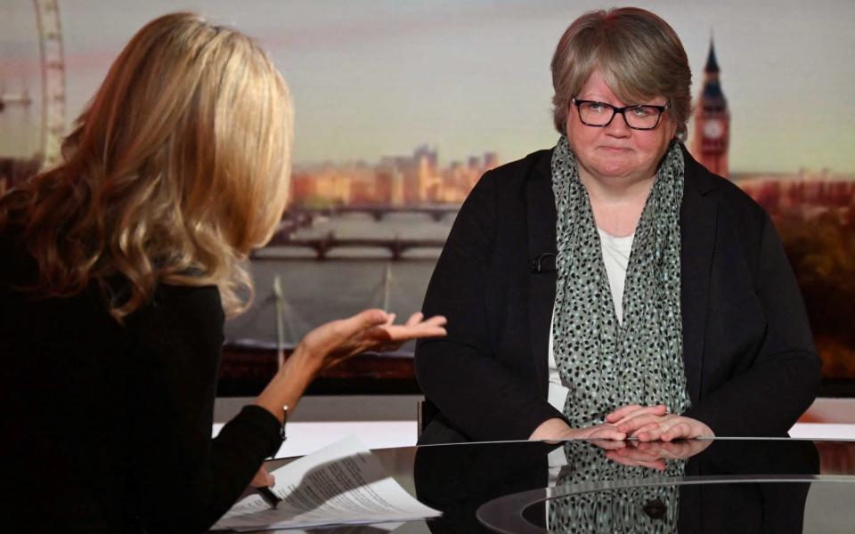 Therese Coffey endured a series of uncomfortable television interviews about the Prime Minister’s knowledge of Mr Pincher’s conduct - JEFF OVERS/BBC