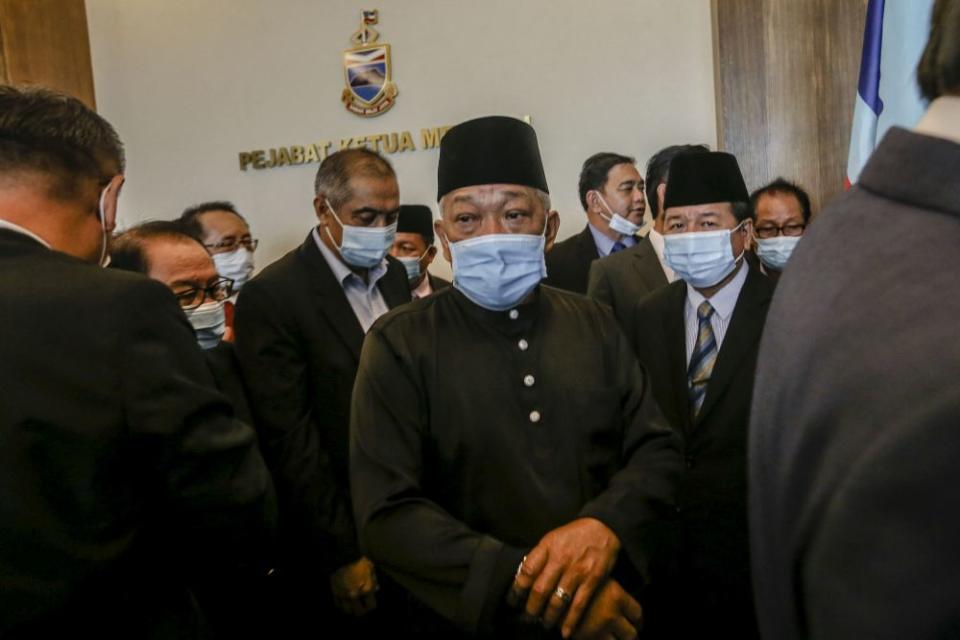 Sabah Deputy Chief Minister Datuk Seri Bung Moktar Radin is pictured at the state administrative building in Kota Kinabalu September 29, 2020. — Picture by Firdaus Latif