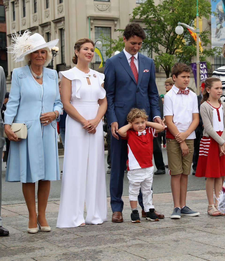 He famously put his hands over his ears as he watched Canada Day celebrations in 2017 with Prince Charles and Camilla. Photo: Getty Images
