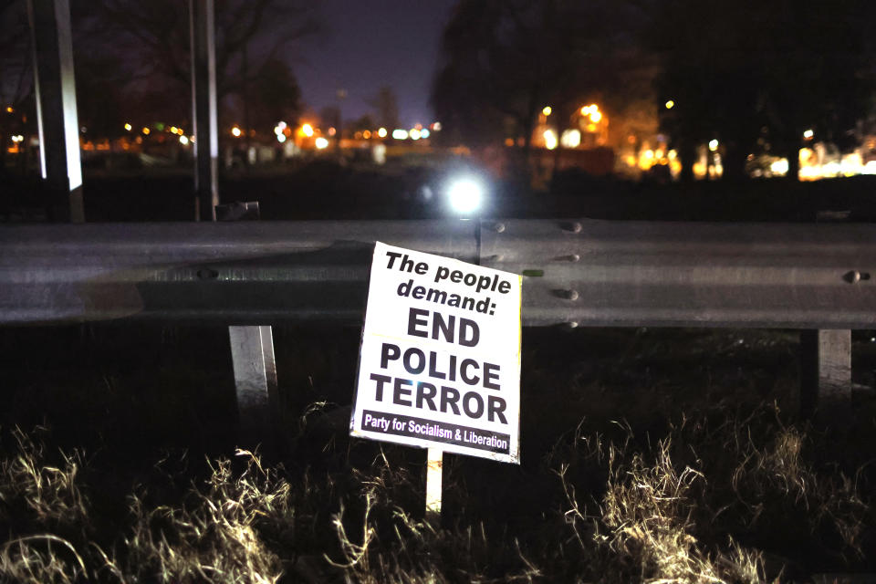 A sign in Memphis protesting the killing of Tyre Nichols by police there