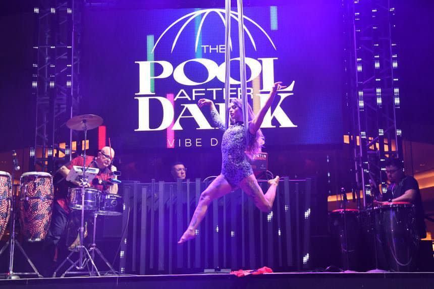 An aerialist is one of the performers you can expect to see at the new Vibe Dining experience at Harrah’s Resort Atlantic City.