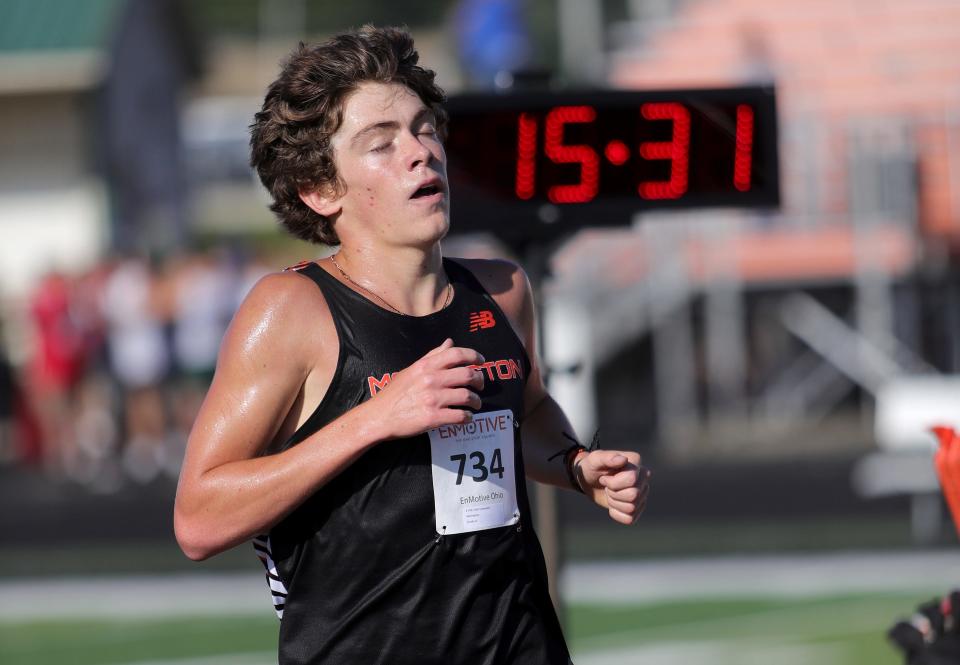 Marlington's Colin Cernansky wins the boys race at this year's Ashley White Memorial Cross Country Invitational.