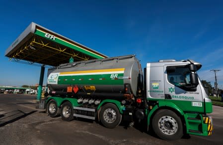 FILE PHOTO: A tanker truck leaves the Petrobras Alberto Pasqualini Refinery in Canoas