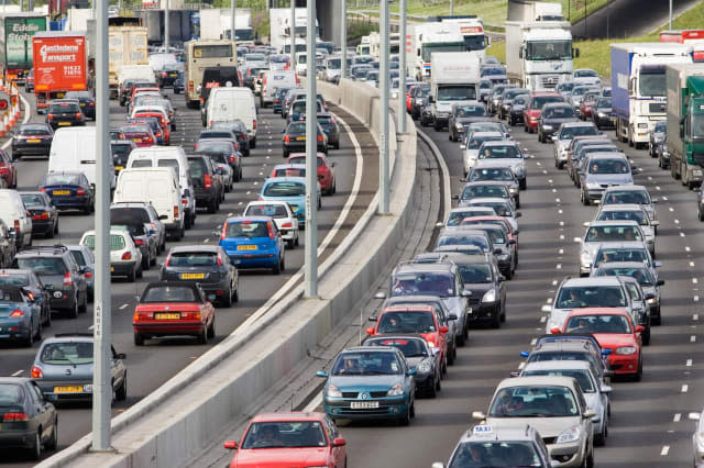 Traffic On M25 Motorway, London, UK