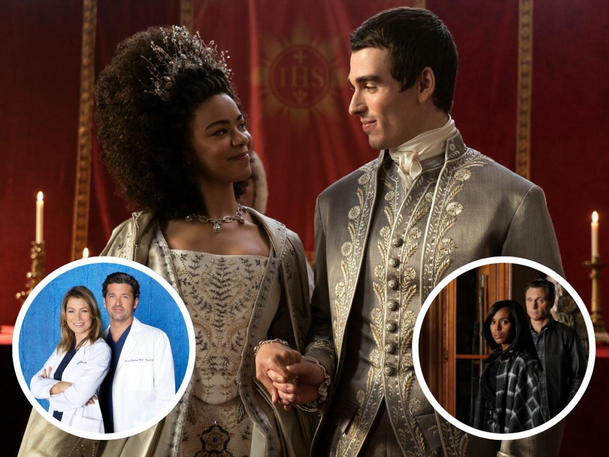 Some of the most popular couples in Shonda Rhimes shows include Queen Charlotte and King George, Meredith Grey and Derek Shepherd, and Olivia Pope and Fitz Grant.