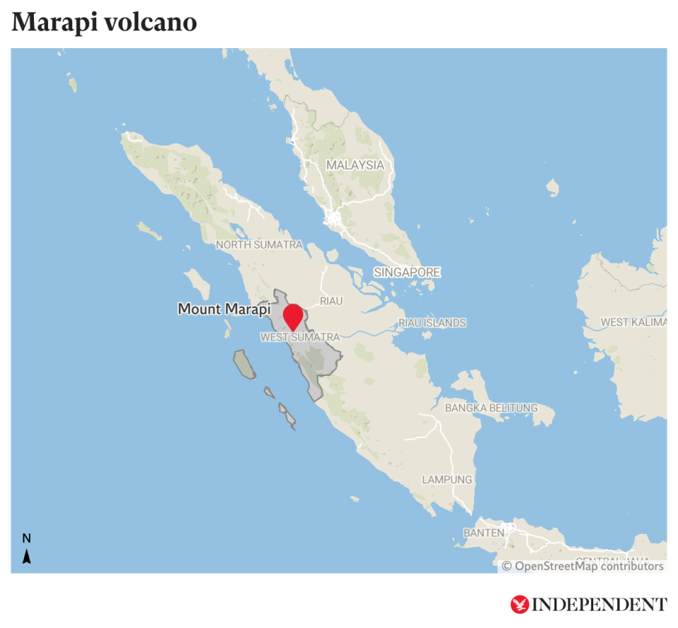 The Marapi Volcano in West Sumatra, Indonesia (Data Wrapper/ The Independent)