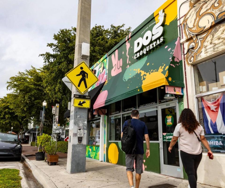 The exterior of the new Dos Croquetas restaurant in Little Havana.