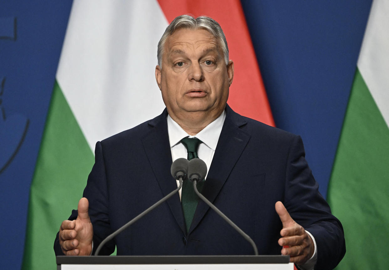 Le Premier ministre hongrois Viktor Orban, photographié lors d’une conférence de presse à Budapest, le 12 juin 2024. 