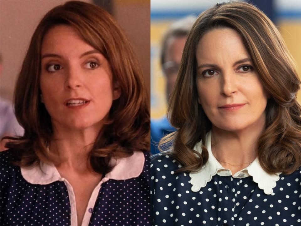 Tina Fey as Ms. Norbury in the 2004 and 2024 versions of "Mean Girls."